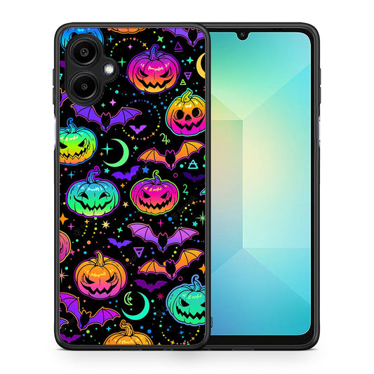 Θήκη Samsung Galaxy A06 Neon Halloween από τη Smartfits με σχέδιο στο πίσω μέρος και μαύρο περίβλημα | Samsung Galaxy A06 Neon Halloween case with colorful back and black bezels