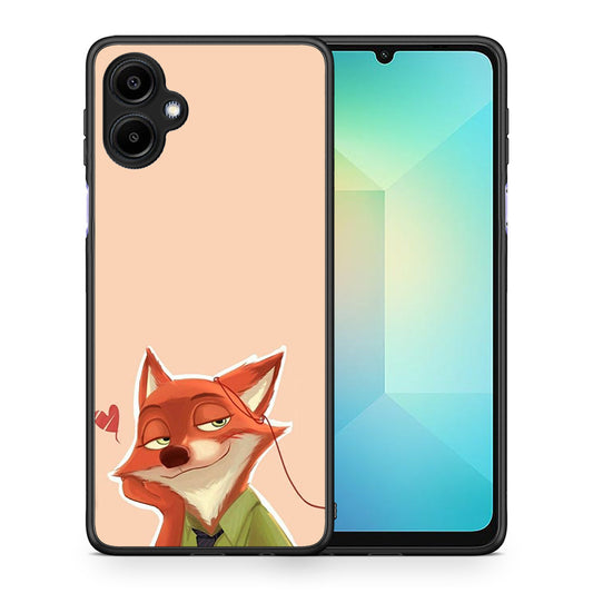 Θήκη Samsung Galaxy A06 Nick Wilde And Judy Hopps Love 1 από τη Smartfits με σχέδιο στο πίσω μέρος και μαύρο περίβλημα | Samsung Galaxy A06 Nick Wilde And Judy Hopps Love 1 case with colorful back and black bezels