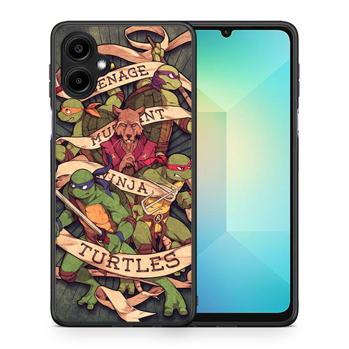 Θήκη Samsung Galaxy A06 Ninja Turtles από τη Smartfits με σχέδιο στο πίσω μέρος και μαύρο περίβλημα | Samsung Galaxy A06 Ninja Turtles case with colorful back and black bezels