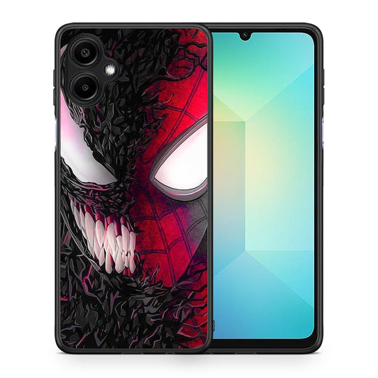 Θήκη Samsung Galaxy A06 SpiderVenom PopArt από τη Smartfits με σχέδιο στο πίσω μέρος και μαύρο περίβλημα | Samsung Galaxy A06 SpiderVenom PopArt case with colorful back and black bezels