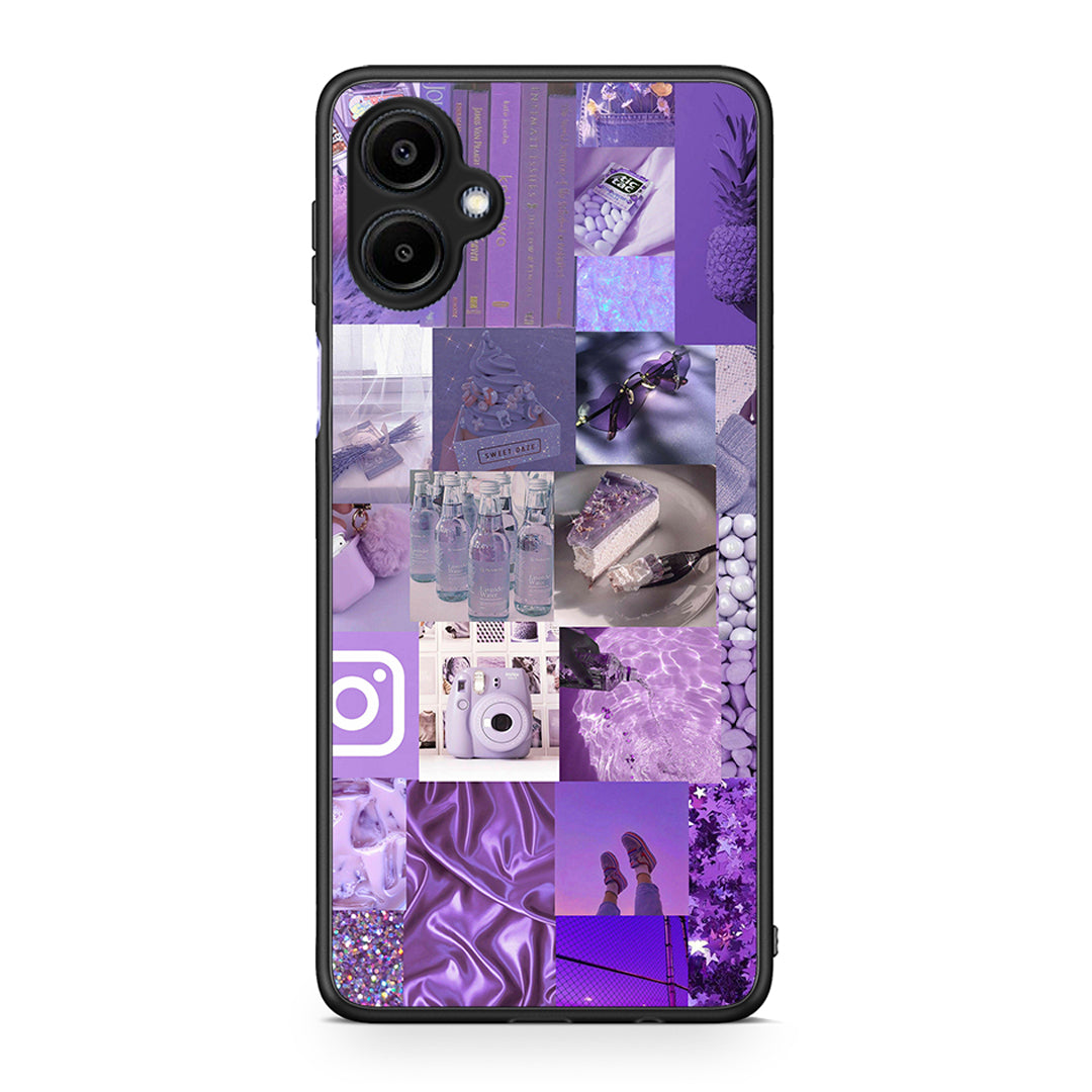 Samsung Galaxy A06 Purple Aesthetic Collage θήκη από τη Smartfits με σχέδιο στο πίσω μέρος και μαύρο περίβλημα | Smartphone case with colorful back and black bezels by Smartfits