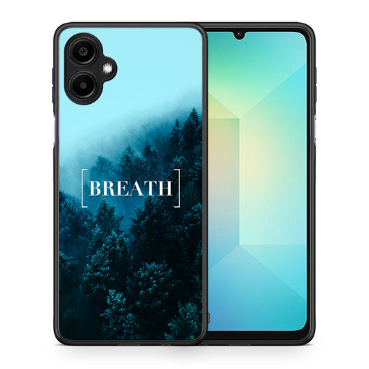 Θήκη Samsung Galaxy A06 Breath Quote από τη Smartfits με σχέδιο στο πίσω μέρος και μαύρο περίβλημα | Samsung Galaxy A06 Breath Quote case with colorful back and black bezels