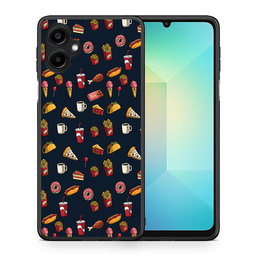 Θήκη Samsung Galaxy A06 Hungry Random από τη Smartfits με σχέδιο στο πίσω μέρος και μαύρο περίβλημα | Samsung Galaxy A06 Hungry Random case with colorful back and black bezels