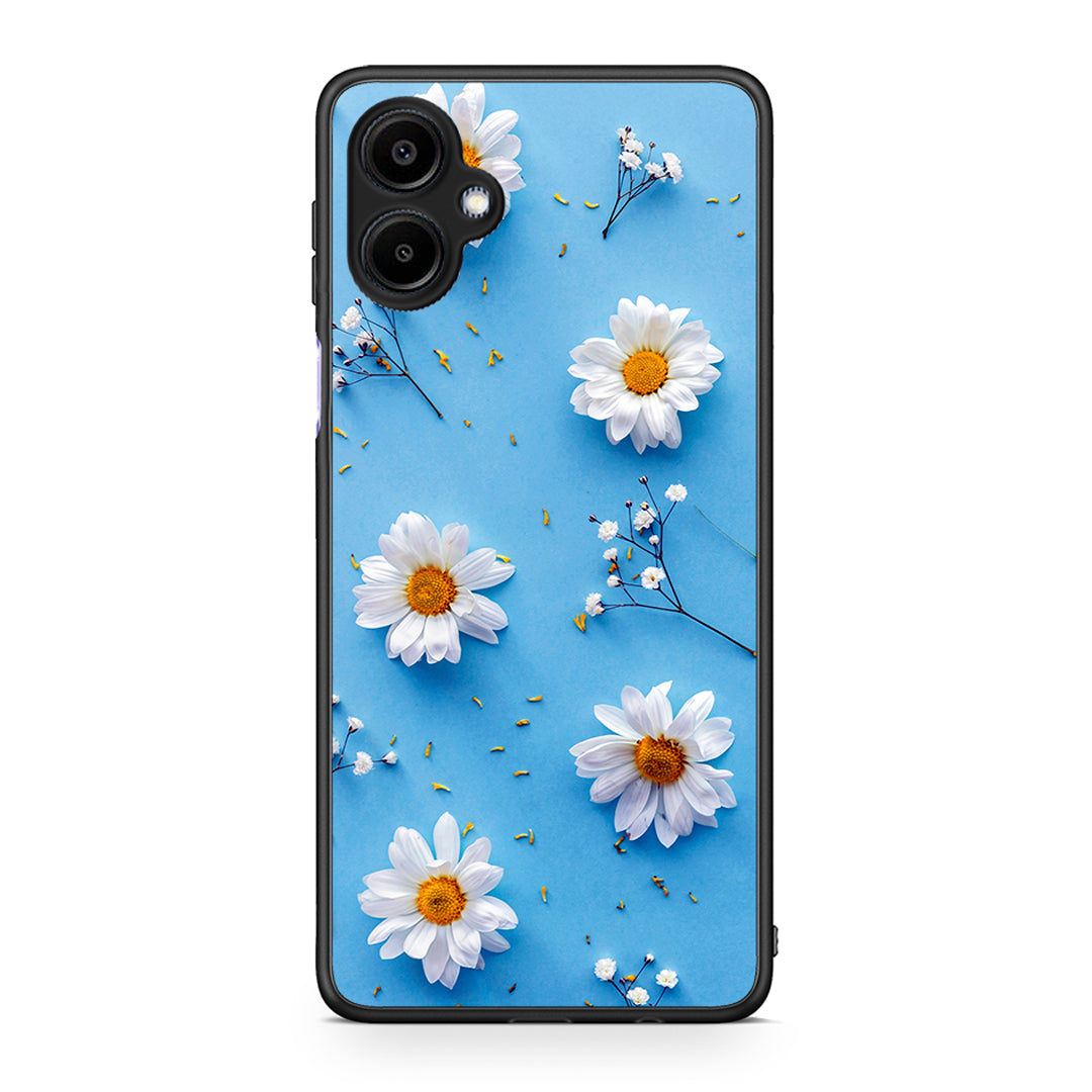 Samsung Galaxy A06 Real Daisies θήκη από τη Smartfits με σχέδιο στο πίσω μέρος και μαύρο περίβλημα | Smartphone case with colorful back and black bezels by Smartfits