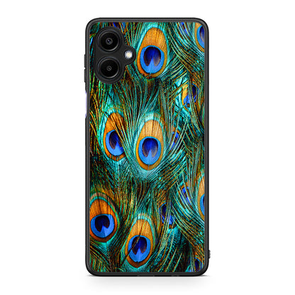 Samsung Galaxy A06 Real Peacock Feathers θήκη από τη Smartfits με σχέδιο στο πίσω μέρος και μαύρο περίβλημα | Smartphone case with colorful back and black bezels by Smartfits