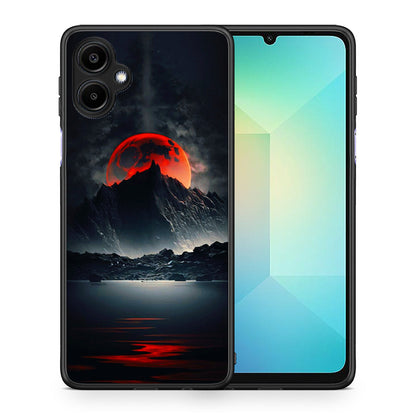 Θήκη Samsung Galaxy A06 Red Full Moon από τη Smartfits με σχέδιο στο πίσω μέρος και μαύρο περίβλημα | Samsung Galaxy A06 Red Full Moon case with colorful back and black bezels