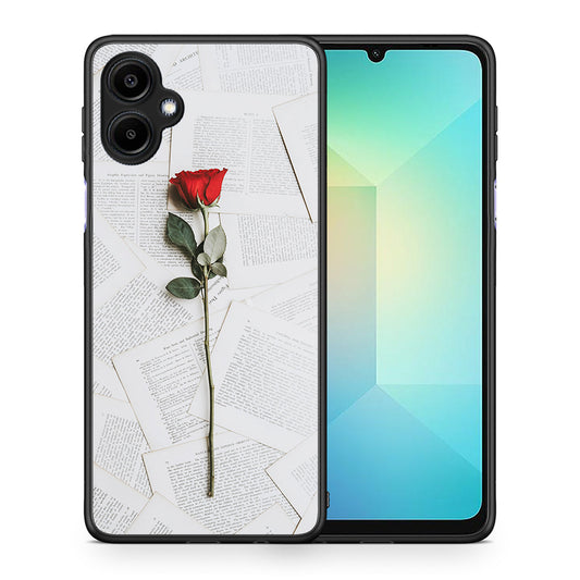 Θήκη Samsung Galaxy A06 Red Rose από τη Smartfits με σχέδιο στο πίσω μέρος και μαύρο περίβλημα | Samsung Galaxy A06 Red Rose case with colorful back and black bezels