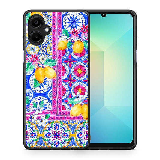 Θήκη Samsung Galaxy A06 Retro Spring από τη Smartfits με σχέδιο στο πίσω μέρος και μαύρο περίβλημα | Samsung Galaxy A06 Retro Spring case with colorful back and black bezels