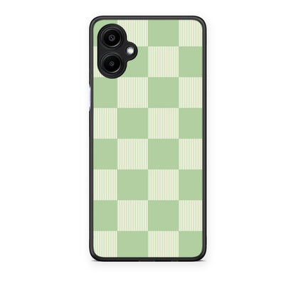 Θήκη Samsung Galaxy A06 Sage and Cream Striped Checks από τη Smartfits με σχέδιο στο πίσω μέρος και μαύρο περίβλημα | Samsung Galaxy A06 Sage and Cream Striped Checks case with colorful back and black bezels