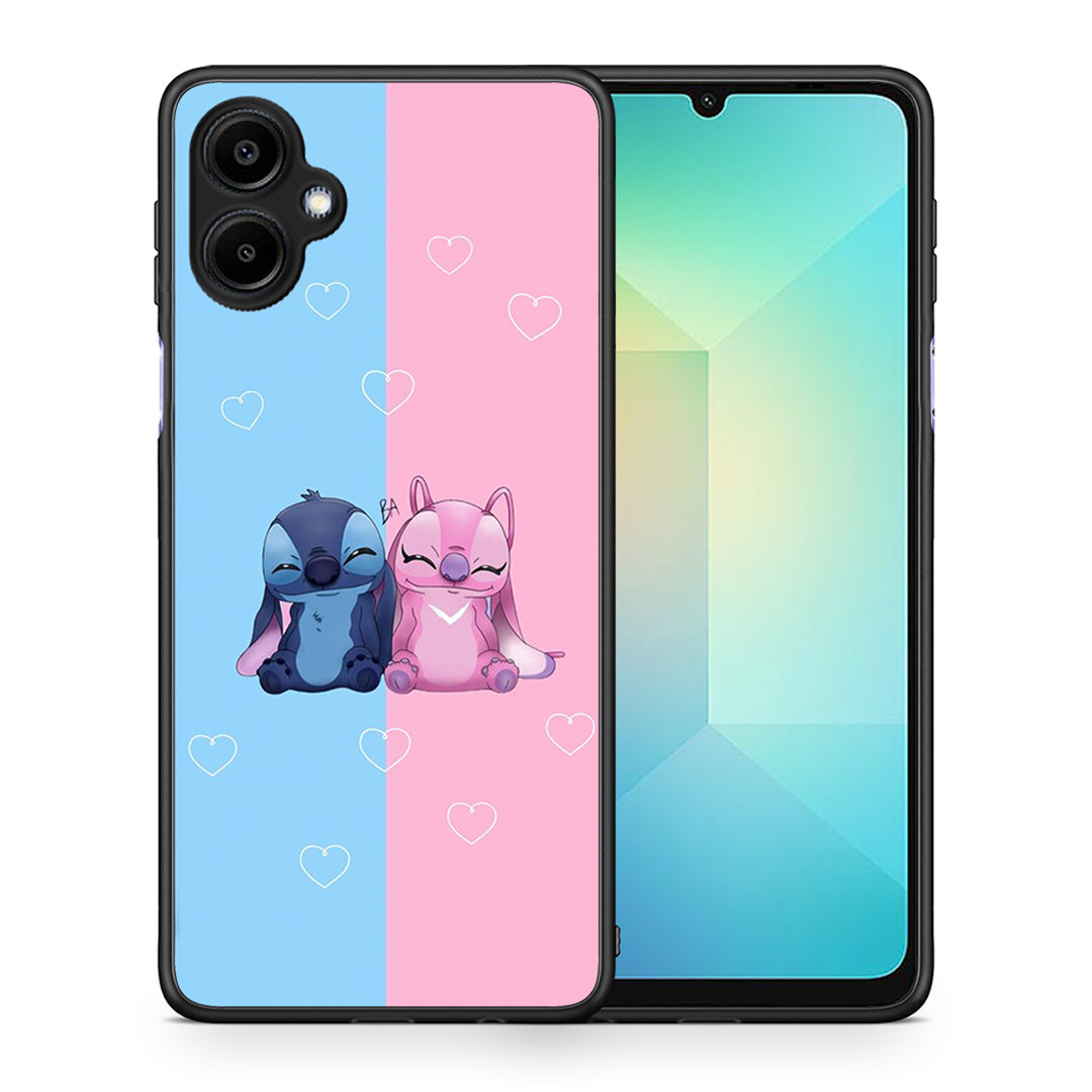 Θήκη Samsung Galaxy A06 Stitch And Angel από τη Smartfits με σχέδιο στο πίσω μέρος και μαύρο περίβλημα | Samsung Galaxy A06 Stitch And Angel case with colorful back and black bezels