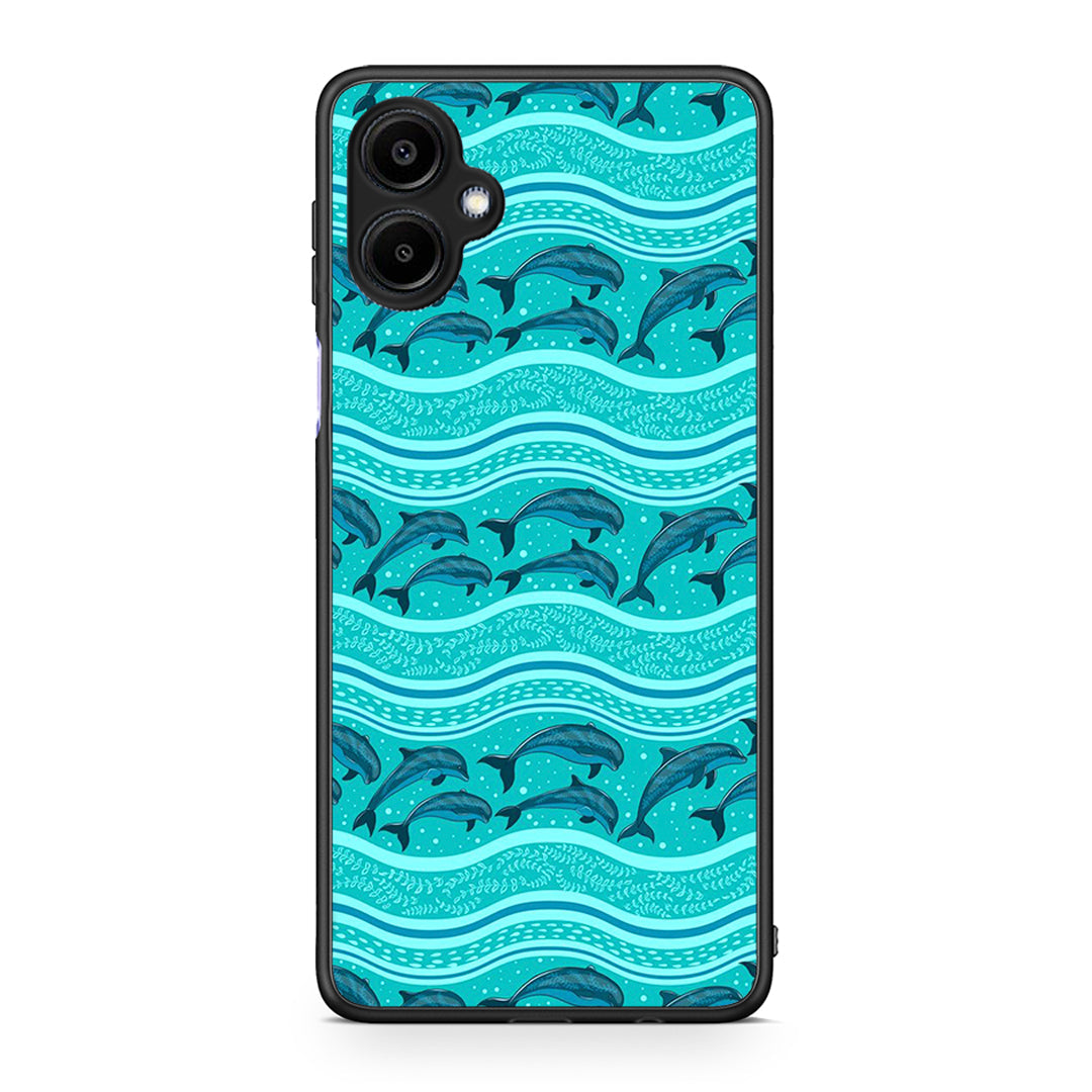 Samsung Galaxy A06 Swimming Dolphins θήκη από τη Smartfits με σχέδιο στο πίσω μέρος και μαύρο περίβλημα | Smartphone case with colorful back and black bezels by Smartfits