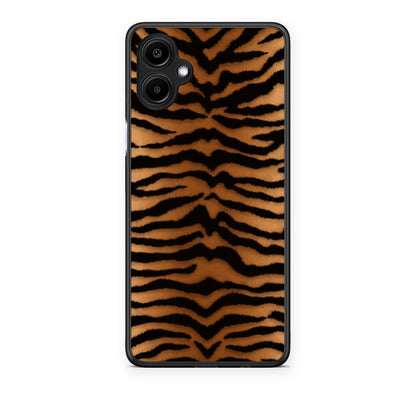 Θήκη Samsung Galaxy A06 Tiger Print Orange and Black από τη Smartfits με σχέδιο στο πίσω μέρος και μαύρο περίβλημα | Samsung Galaxy A06 Tiger Print Orange and Black case with colorful back and black bezels