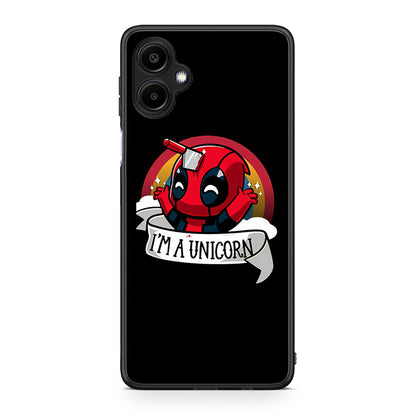 Samsung Galaxy A06 Unicorn Deadpool θήκη από τη Smartfits με σχέδιο στο πίσω μέρος και μαύρο περίβλημα | Smartphone case with colorful back and black bezels by Smartfits
