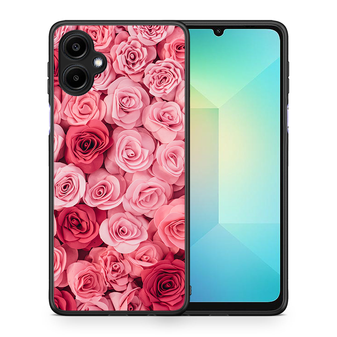 Θήκη Samsung Galaxy A06 RoseGarden Valentine από τη Smartfits με σχέδιο στο πίσω μέρος και μαύρο περίβλημα | Samsung Galaxy A06 RoseGarden Valentine case with colorful back and black bezels