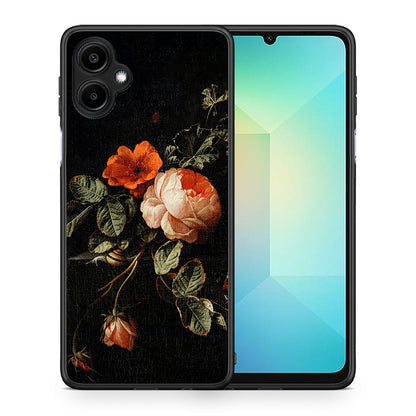 Θήκη Samsung Galaxy A06 Vintage Roses από τη Smartfits με σχέδιο στο πίσω μέρος και μαύρο περίβλημα | Samsung Galaxy A06 Vintage Roses case with colorful back and black bezels