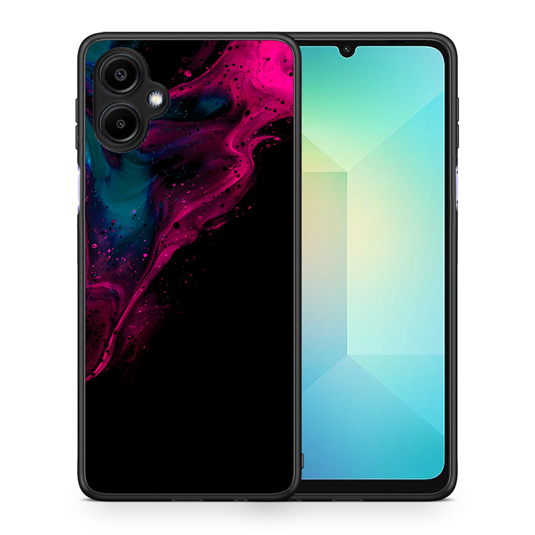 Θήκη Samsung Galaxy A06 Pink Black Watercolor από τη Smartfits με σχέδιο στο πίσω μέρος και μαύρο περίβλημα | Samsung Galaxy A06 Pink Black Watercolor case with colorful back and black bezels