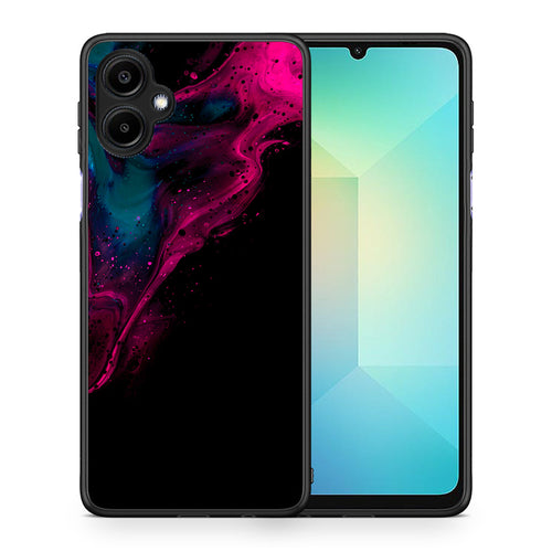 Θήκη Samsung Galaxy A06 Pink Black Watercolor από τη Smartfits με σχέδιο στο πίσω μέρος και μαύρο περίβλημα | Samsung Galaxy A06 Pink Black Watercolor case with colorful back and black bezels