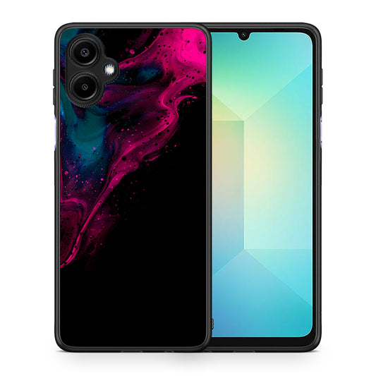Θήκη Samsung Galaxy A06 Pink Black Watercolor από τη Smartfits με σχέδιο στο πίσω μέρος και μαύρο περίβλημα | Samsung Galaxy A06 Pink Black Watercolor case with colorful back and black bezels