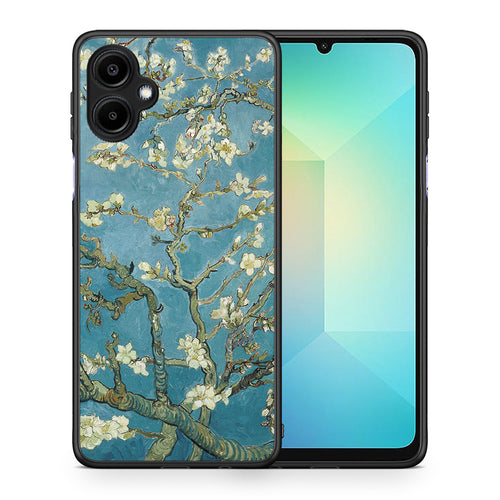 Θήκη Samsung Galaxy A06 White Blossoms από τη Smartfits με σχέδιο στο πίσω μέρος και μαύρο περίβλημα | Samsung Galaxy A06 White Blossoms case with colorful back and black bezels