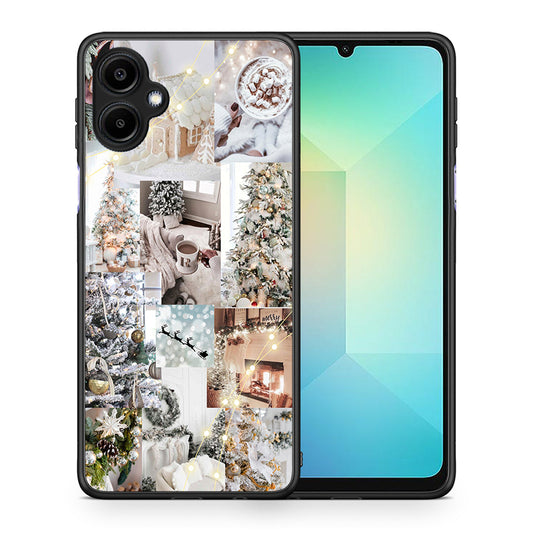 Θήκη Samsung Galaxy A06 White Christmas από τη Smartfits με σχέδιο στο πίσω μέρος και μαύρο περίβλημα | Samsung Galaxy A06 White Christmas case with colorful back and black bezels