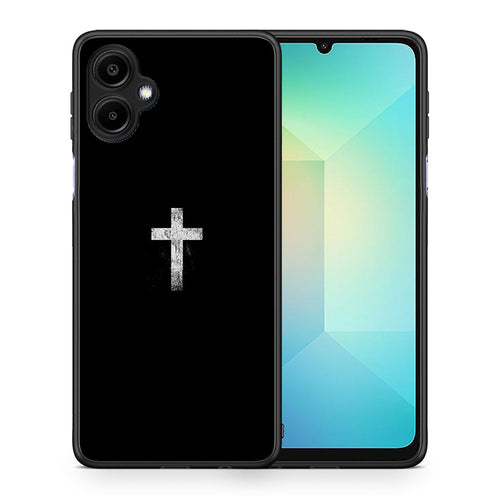 Θήκη Samsung Galaxy A06 White Cross από τη Smartfits με σχέδιο στο πίσω μέρος και μαύρο περίβλημα | Samsung Galaxy A06 White Cross case with colorful back and black bezels