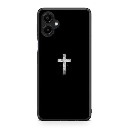 Samsung Galaxy A06 White Cross θήκη από τη Smartfits με σχέδιο στο πίσω μέρος και μαύρο περίβλημα | Smartphone case with colorful back and black bezels by Smartfits