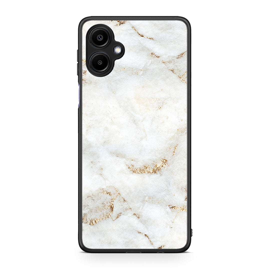 Samsung Galaxy A06 White Gold Marble θήκη από τη Smartfits με σχέδιο στο πίσω μέρος και μαύρο περίβλημα | Smartphone case with colorful back and black bezels by Smartfits