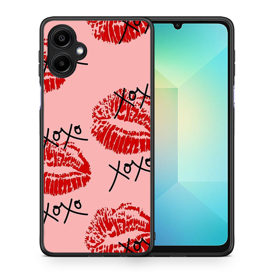 Θήκη Samsung Galaxy A06 XOXO Lips από τη Smartfits με σχέδιο στο πίσω μέρος και μαύρο περίβλημα | Samsung Galaxy A06 XOXO Lips case with colorful back and black bezels
