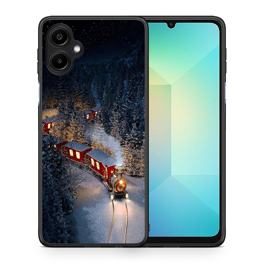 Θήκη Samsung Galaxy A06 Xmas Train από τη Smartfits με σχέδιο στο πίσω μέρος και μαύρο περίβλημα | Samsung Galaxy A06 Xmas Train case with colorful back and black bezels