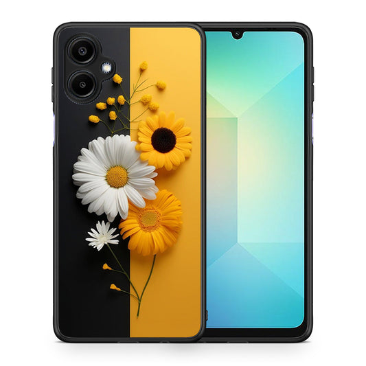 Θήκη Samsung Galaxy A06 Yellow Daisies από τη Smartfits με σχέδιο στο πίσω μέρος και μαύρο περίβλημα | Samsung Galaxy A06 Yellow Daisies case with colorful back and black bezels