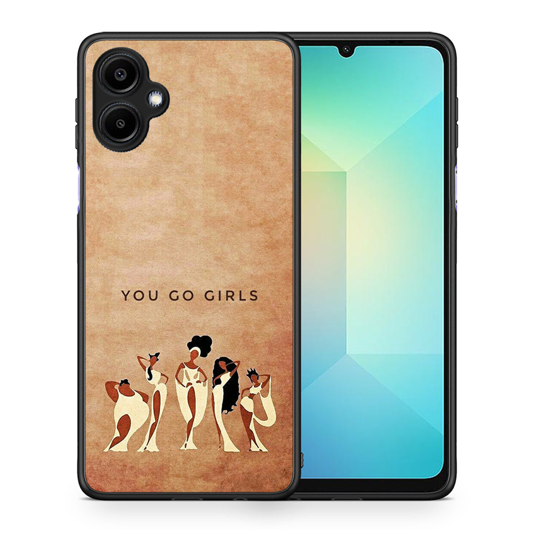Θήκη Samsung Galaxy A06 You Go Girl από τη Smartfits με σχέδιο στο πίσω μέρος και μαύρο περίβλημα | Samsung Galaxy A06 You Go Girl case with colorful back and black bezels