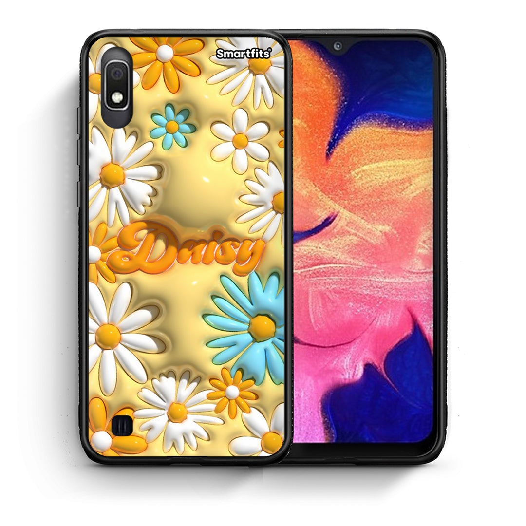 Θήκη Samsung A10 Bubble Daisies από τη Smartfits με σχέδιο στο πίσω μέρος και μαύρο περίβλημα | Samsung A10 Bubble Daisies case with colorful back and black bezels