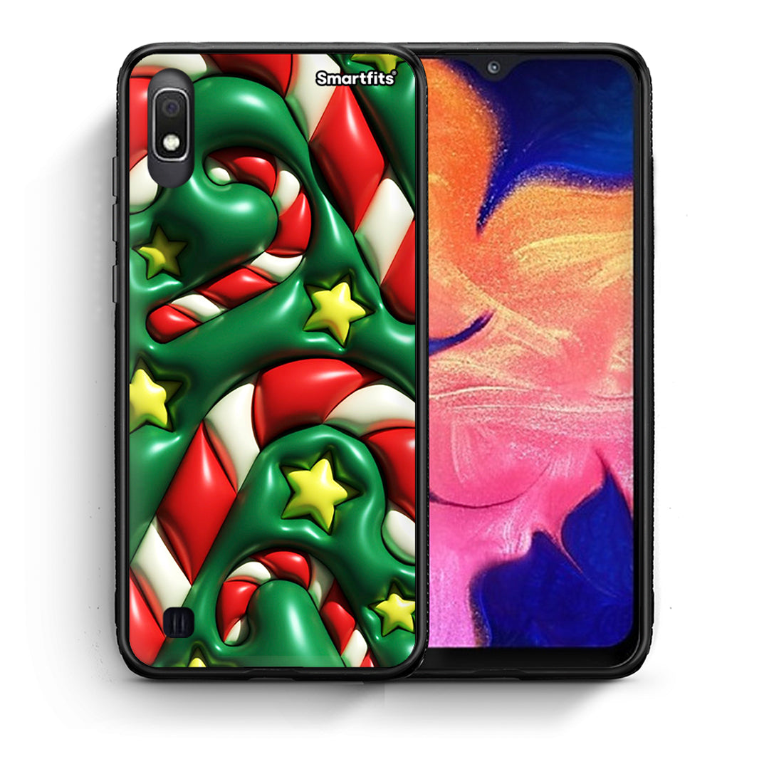 Θήκη Samsung A10 Christmas Bubbles από τη Smartfits με σχέδιο στο πίσω μέρος και μαύρο περίβλημα | Samsung A10 Christmas Bubbles case with colorful back and black bezels