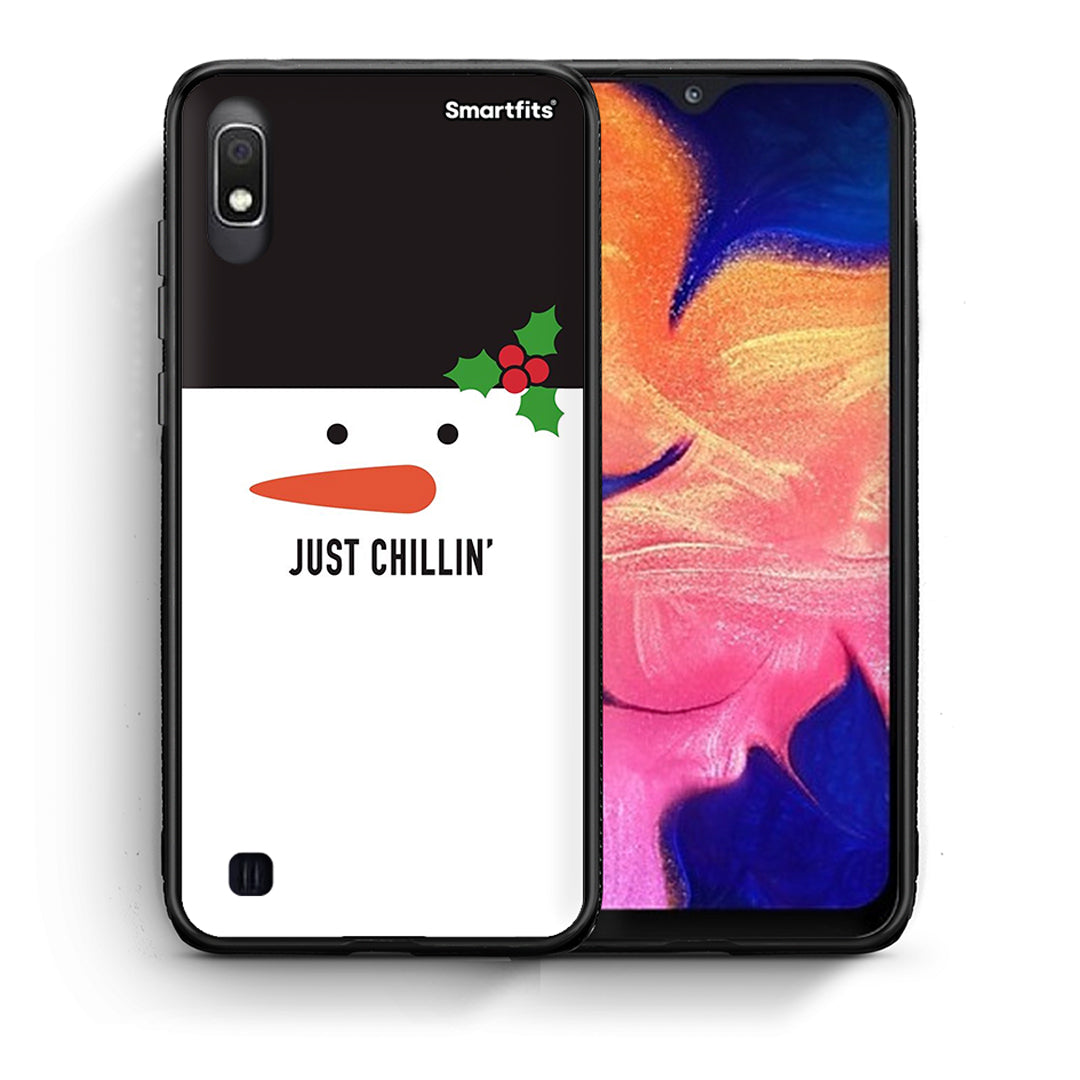 Θήκη Samsung A10 Christmas Chillin από τη Smartfits με σχέδιο στο πίσω μέρος και μαύρο περίβλημα | Samsung A10 Christmas Chillin case with colorful back and black bezels