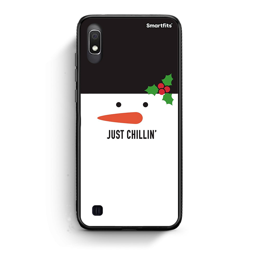 Samsung A10 Christmas Chillin θήκη από τη Smartfits με σχέδιο στο πίσω μέρος και μαύρο περίβλημα | Smartphone case with colorful back and black bezels by Smartfits