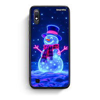 Thumbnail for Samsung A10 Christmas Neon Snowman θήκη από τη Smartfits με σχέδιο στο πίσω μέρος και μαύρο περίβλημα | Smartphone case with colorful back and black bezels by Smartfits