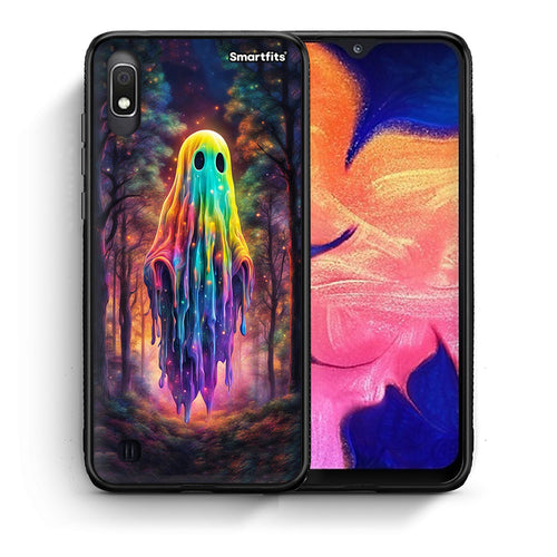 Θήκη Samsung A10 Halloween Ghost από τη Smartfits με σχέδιο στο πίσω μέρος και μαύρο περίβλημα | Samsung A10 Halloween Ghost case with colorful back and black bezels