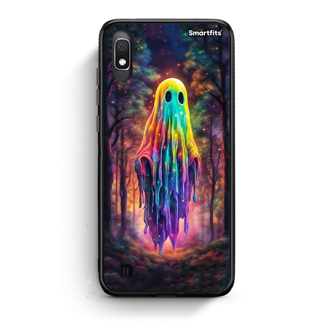 Samsung A10 Halloween Ghost θήκη από τη Smartfits με σχέδιο στο πίσω μέρος και μαύρο περίβλημα | Smartphone case with colorful back and black bezels by Smartfits