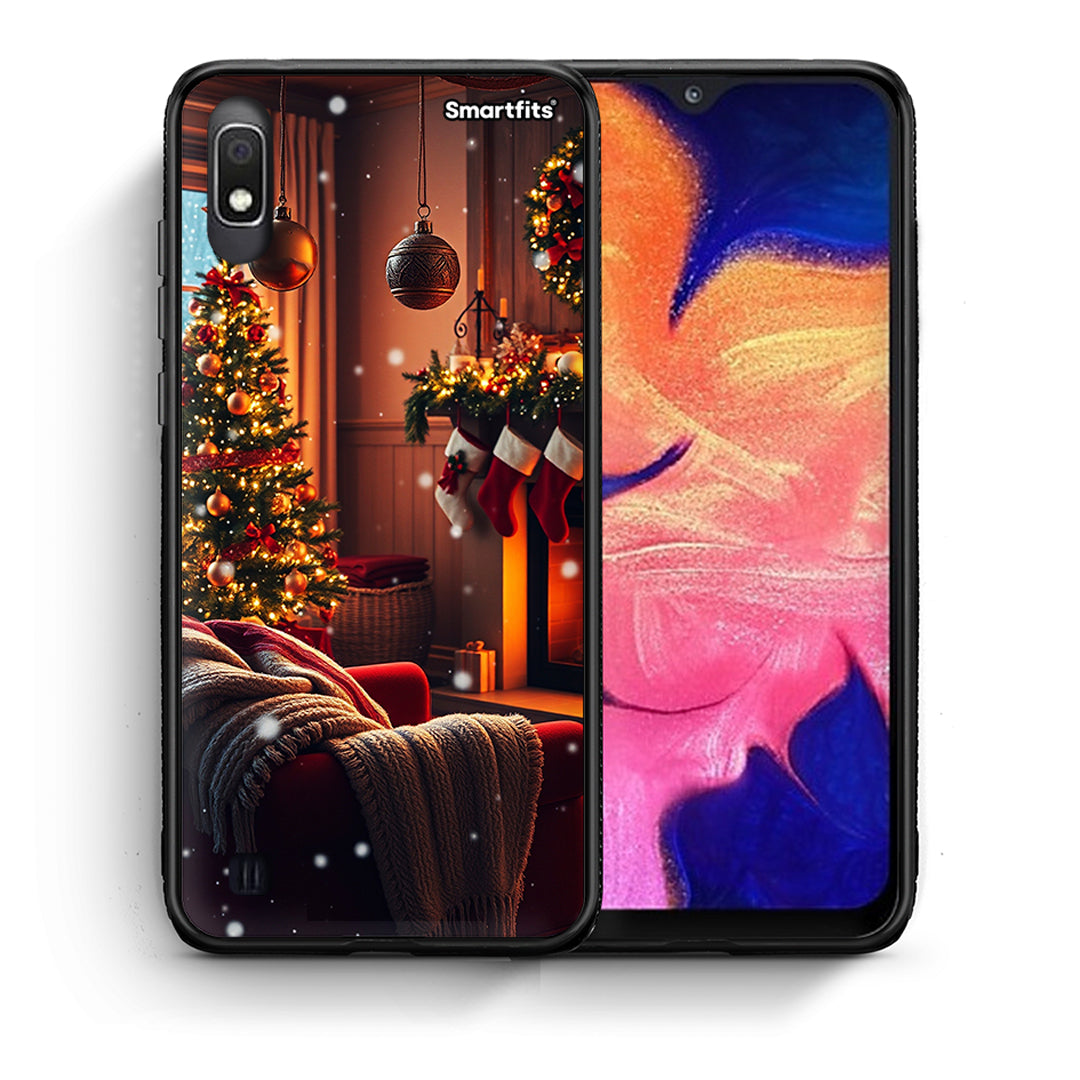 Θήκη Samsung A10 Home For Christmas από τη Smartfits με σχέδιο στο πίσω μέρος και μαύρο περίβλημα | Samsung A10 Home For Christmas case with colorful back and black bezels