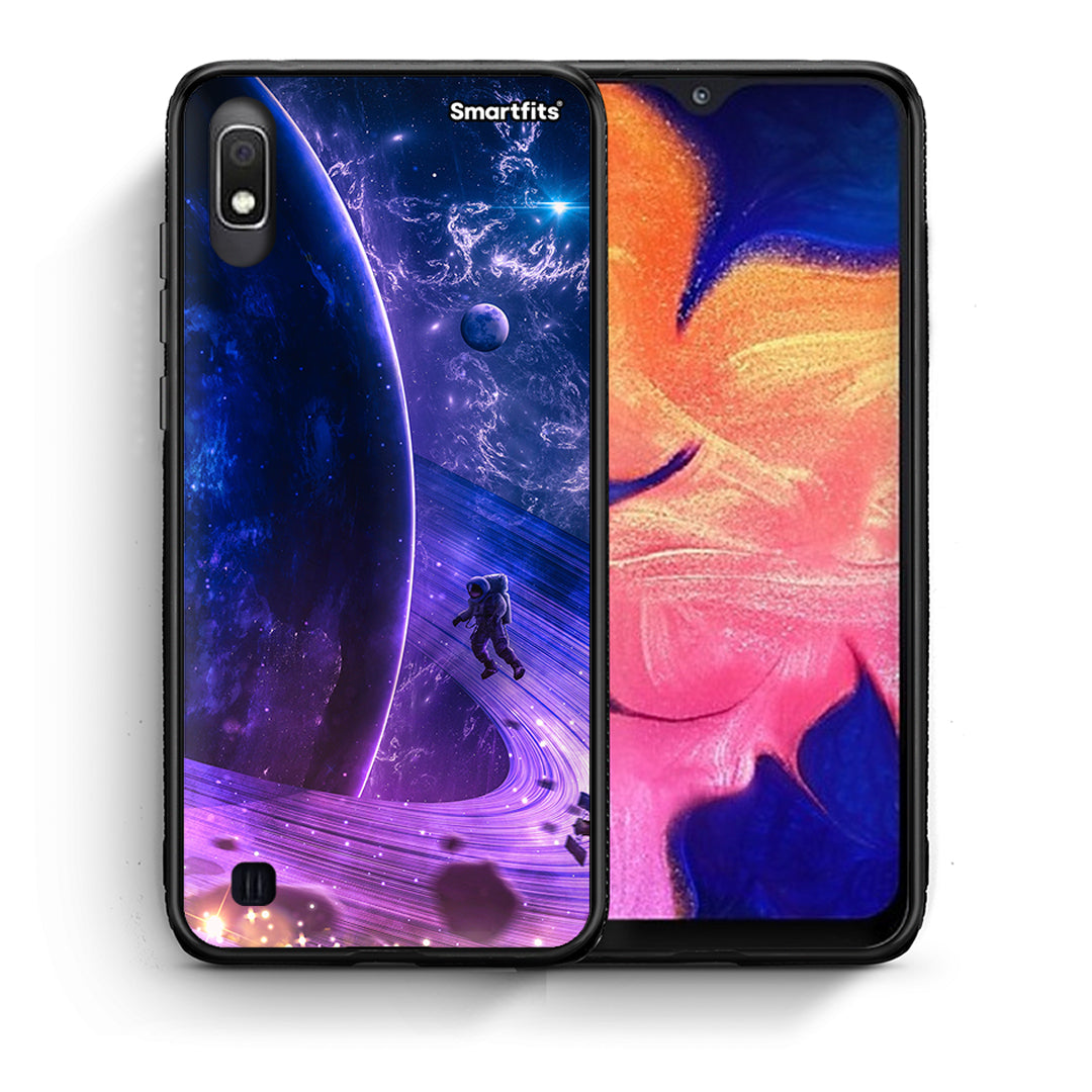 Θήκη Samsung A10 Lost Astronaut από τη Smartfits με σχέδιο στο πίσω μέρος και μαύρο περίβλημα | Samsung A10 Lost Astronaut case with colorful back and black bezels