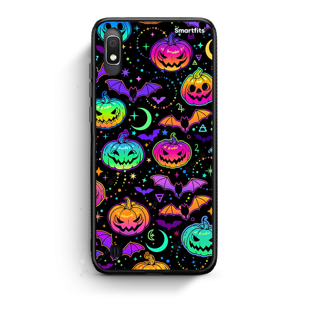 Samsung A10 Neon Halloween θήκη από τη Smartfits με σχέδιο στο πίσω μέρος και μαύρο περίβλημα | Smartphone case with colorful back and black bezels by Smartfits