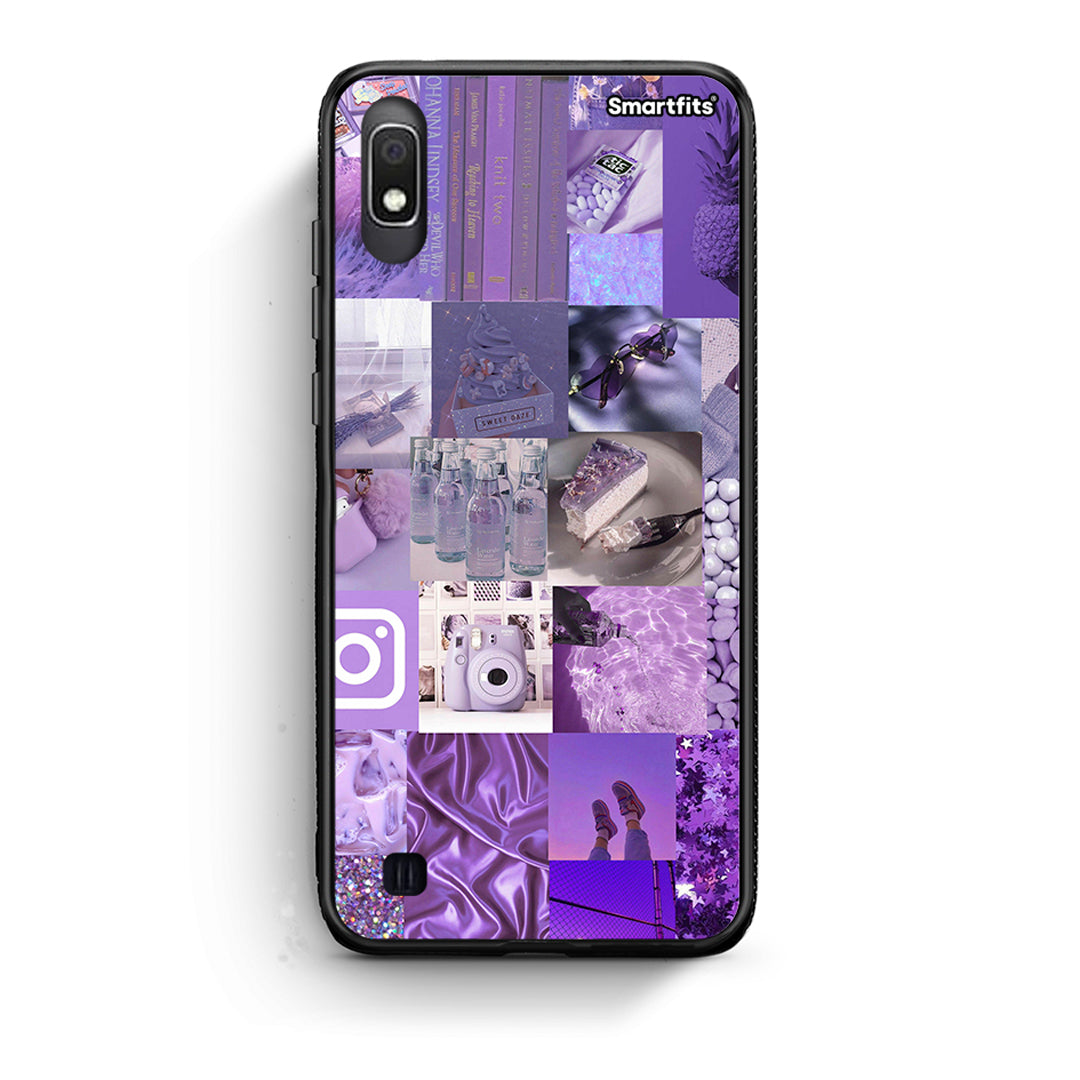 Samsung A10 Purple Aesthetic Collage θήκη από τη Smartfits με σχέδιο στο πίσω μέρος και μαύρο περίβλημα | Smartphone case with colorful back and black bezels by Smartfits