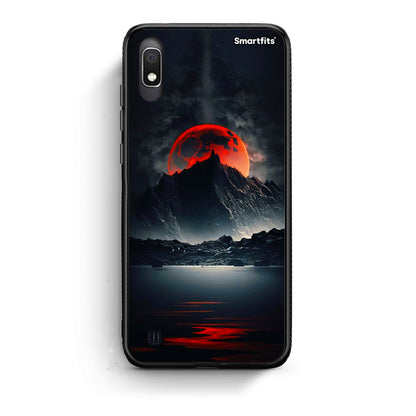 Samsung A10 Red Full Moon θήκη από τη Smartfits με σχέδιο στο πίσω μέρος και μαύρο περίβλημα | Smartphone case with colorful back and black bezels by Smartfits