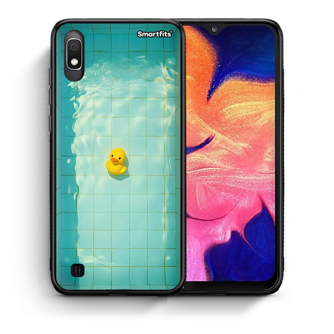 Θήκη Samsung A10 Yellow Duck από τη Smartfits με σχέδιο στο πίσω μέρος και μαύρο περίβλημα | Samsung A10 Yellow Duck case with colorful back and black bezels