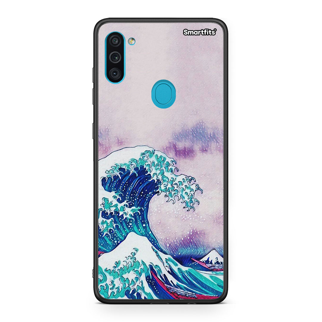 Samsung A11/M11 Blue Waves θήκη από τη Smartfits με σχέδιο στο πίσω μέρος και μαύρο περίβλημα | Smartphone case with colorful back and black bezels by Smartfits