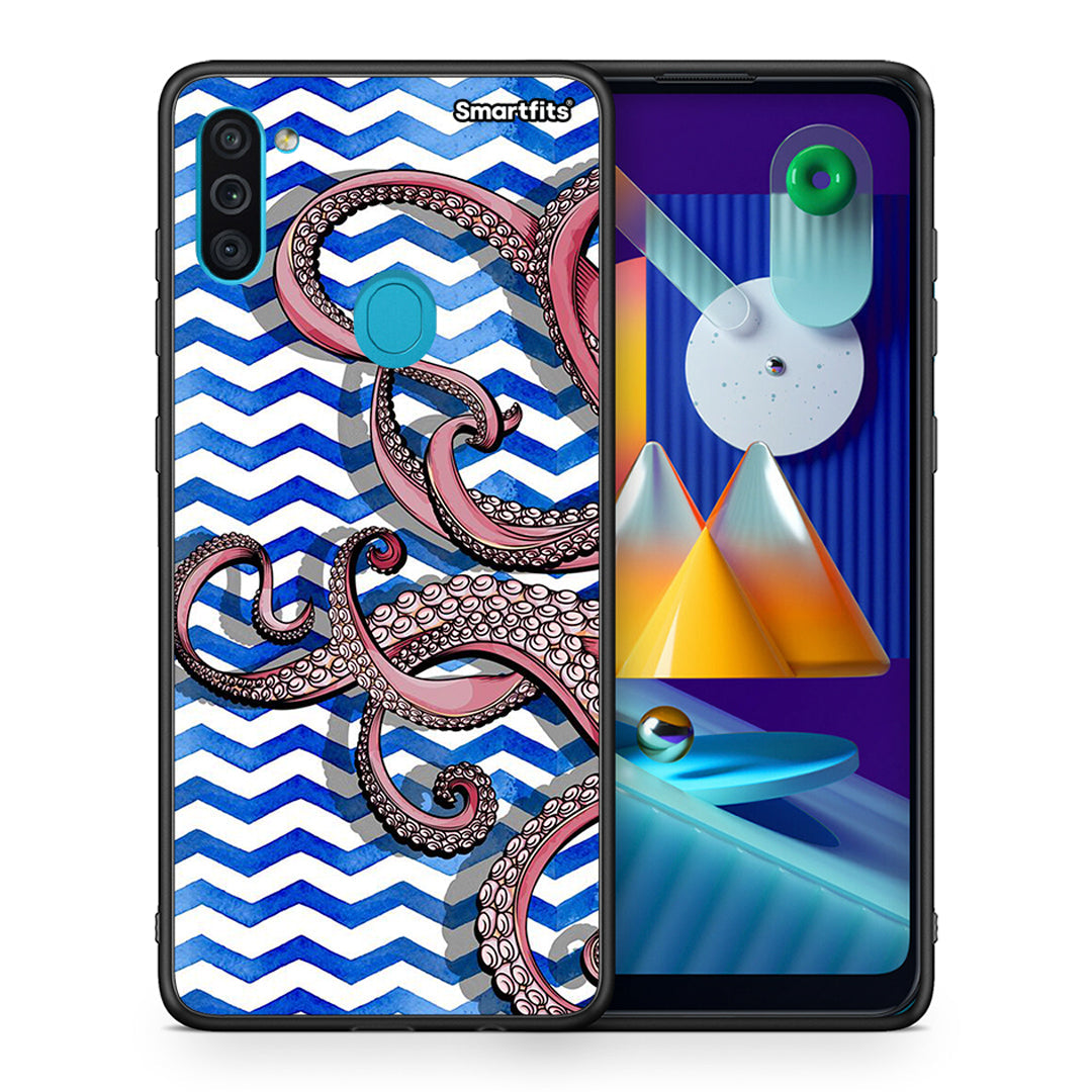 Θήκη Samsung A11/M11 Chevron Devilfish από τη Smartfits με σχέδιο στο πίσω μέρος και μαύρο περίβλημα | Samsung A11/M11 Chevron Devilfish case with colorful back and black bezels