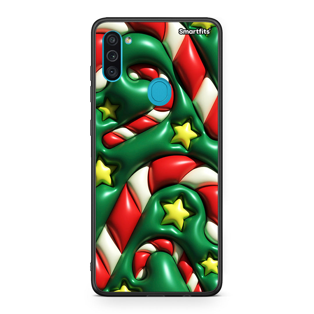 Samsung A11/M11 Christmas Bubbles θήκη από τη Smartfits με σχέδιο στο πίσω μέρος και μαύρο περίβλημα | Smartphone case with colorful back and black bezels by Smartfits