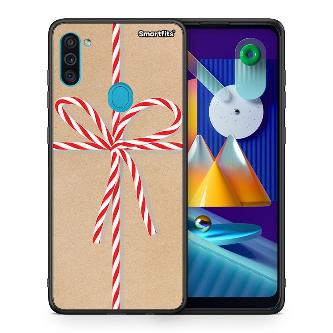 Θήκη Samsung A11/M11 Christmas Gift από τη Smartfits με σχέδιο στο πίσω μέρος και μαύρο περίβλημα | Samsung A11/M11 Christmas Gift case with colorful back and black bezels