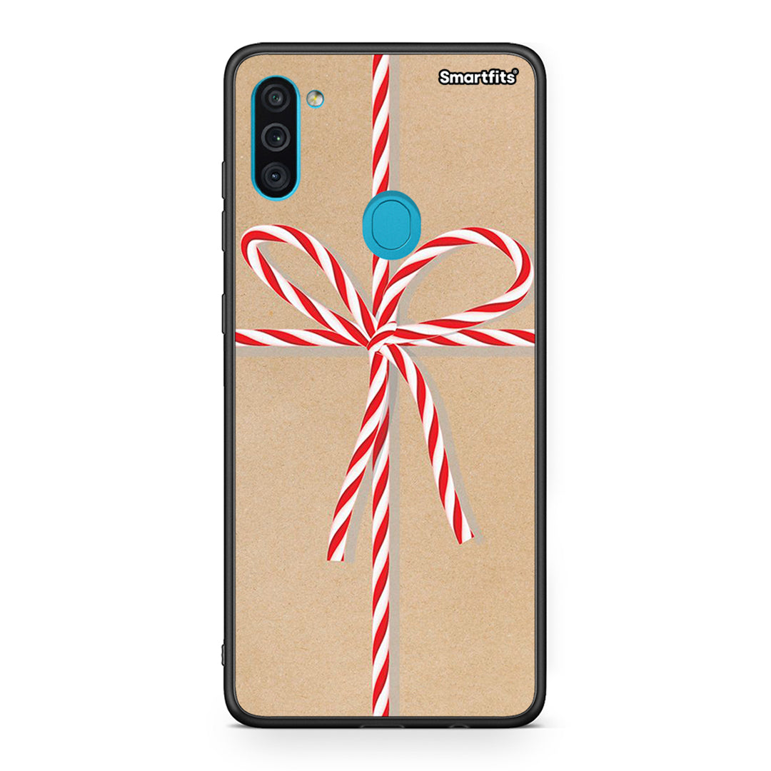 Samsung A11/M11 Christmas Gift θήκη από τη Smartfits με σχέδιο στο πίσω μέρος και μαύρο περίβλημα | Smartphone case with colorful back and black bezels by Smartfits