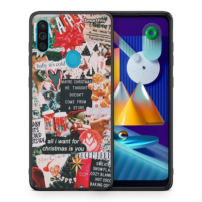 Θήκη Samsung A11/M11 Christmas Happiness από τη Smartfits με σχέδιο στο πίσω μέρος και μαύρο περίβλημα | Samsung A11/M11 Christmas Happiness case with colorful back and black bezels